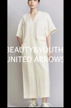 BEAUTY&YOUTH ジャカードVネック ワンピース