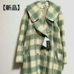 【新品タグ付き】チェック柄オーバーサイズコート★ブルー✕ホワイト