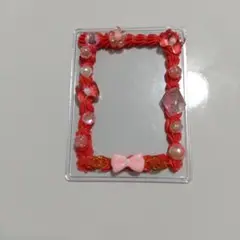 トレカケース 赤 リボン装飾付き