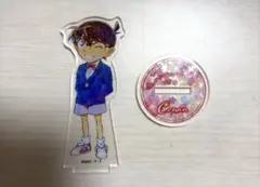 江戸川コナンアクリルスタンド&服部平次/毛利蘭缶バッチ2点まとめ売り