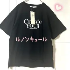 ルノンキュール　メガネ刺繍プリントTシャツ　ブラックのサムネイル