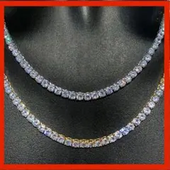 最新作CZダイヤモンド シルバー テニスチェーン高級ネックレス