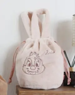 ディズニーチップとデールボア巾着ファートートバッグエコバッグランチミニふわふわ