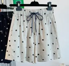 ショートパンツ 2色 レディース 着心地いい ハイウエスト ドット柄 涼しい