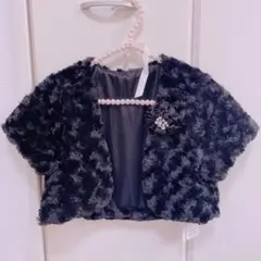 [美品]axes femme ローズファー半袖ボレロ　黒