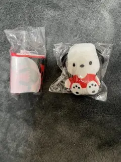 サンリオ　ガチャガチャ　エコバッグ&ぬいぐるみバッジ　ポチャッコ