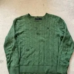 POLO Ralph Lauren ケーブルニットグリーン ポニー刺繍