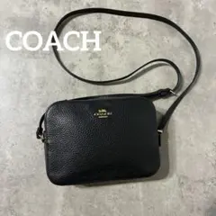 【極美品✨】コーチ ショルダーバッグ 馬車金具 チャーム カメラバッグ ブラック