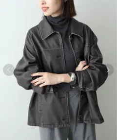 SLOBE IENA ヴィンテージライクフェイクレザーブルゾン