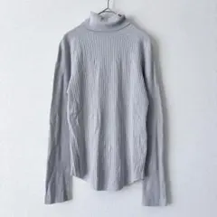 イネド INED ウール混 タートルネック リブニット グレー 9号