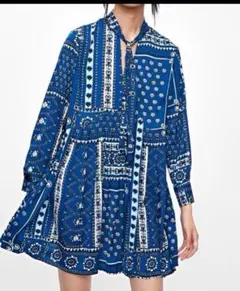 ZARA ペイズリー柄ミニワンピ　トップス