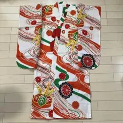 七五三 着物 ピンク 丸紋花柄 アンティーク着物 着丈約115.5cm - メルカリ