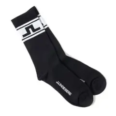 J.LINDEBERG レディース ジャガードストライプソックス ブラック 靴下