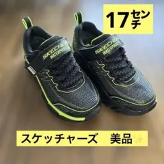 【美品✨】スケッチャーズ　ウォータープルーフスニーカー　黒　黄色　17㌢　外遊び