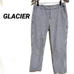 4489K○グラシア ギンガムチェック テーパードパンツ L 黒 白　クロップドのサムネイル