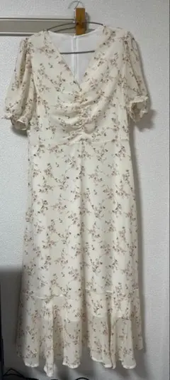 SHEIN花柄フリル袖フレアドレス