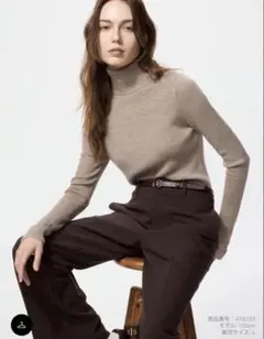 UNIQLO メリノリブタートルネックセーター 31 BEIGE