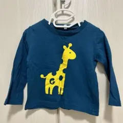 キリンプリント 青 長袖Tシャツ 90cm