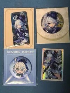 原神 セット売り 缶バッチ フリーナ ×3＋シールウエハース フリーナ×1