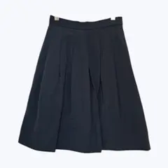 コムサモデルズ 膝丈スカート ネイビー ウエストゴム フレアスカート シンプル