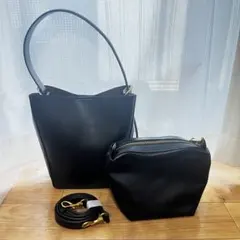 ZARA ザラ 2WAY ハンドバッグ ショルダーバッグ 黒 ゴールド金具 綺麗