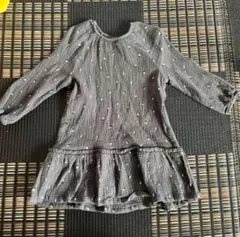 H&M 七分袖　花柄　ワンピース 98cm グレー