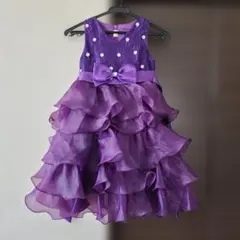 紫 フリル付きフォーマルドレス　130