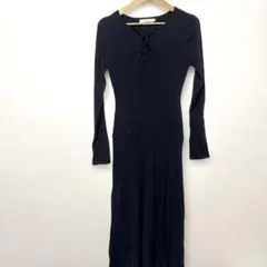 MOUSSY RIBBON NECK MAXI RIB ドレス