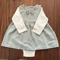 美品！リボン付きワンピース　ボタン付きロンパース70cm80cm