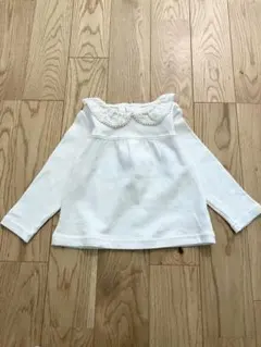 センス・オブ・ワンダー100cm オフホワイトレース襟長袖トップス