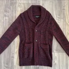 Spiral News カーディガン 赤黒 ニットカーディガン　【M】