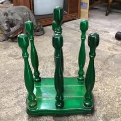 木製 昭和レトロ　スリッパラック　グリーン