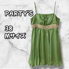 N0357　フラワー刺繍シフォンワンピース　バックレースアップ　38