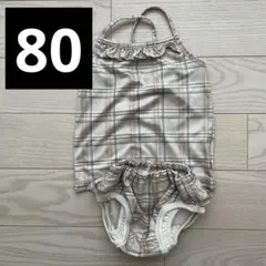 ベビー 水着 80 セパレート チェック フリル 女の子 スイムウェア