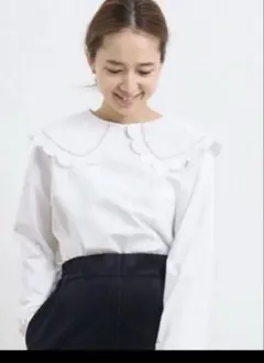 94115 　yori ギンガムチェック　スカラップカラーロンTee yori ギンガムチェック スカラップカラーロンTee