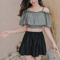 未使用　miniministore スイムウェア　水着ギンガムチェック　フリル