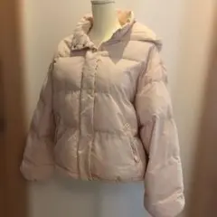 NICE CLAUP フード付きダウン風ジャケット 薄いベビーピンク
