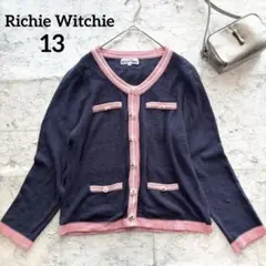 Richie Witchie◆バイカラーカーディガン ネイビー×ピンク 13XL