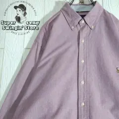 人気 ラルフローレン 長袖シャツ XL ピンク オックス ボタンダウン 古着