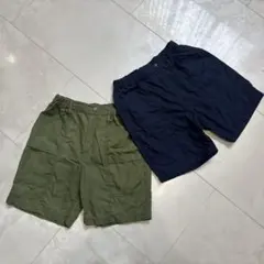 【UNIQLO】140cm 半ズボン2枚セット(オリーブグリーン ＆ネイビー)