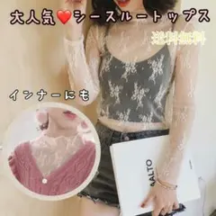 セール！ レディース トップス シースルー ロンT レースカットソー インナー