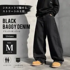 極太 バギーデニム ワイドパンツ ブラック M 韓国 Y2K メンズ レディースのサムネイル