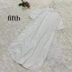 【fifth】シャツロングワンピース　白　ホワイト　薄手　重ね着　前開け