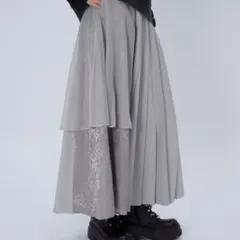 HARE シアージャガードプリーツスカート ライトグレー