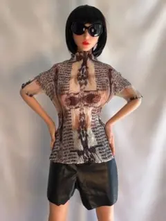 [希少] ISSEY MIYAKE アートプリントプリーツ 半袖ハイネック M