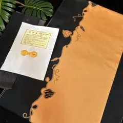 袋帯 黒×橙 花模様 正絹 超美品 ✩.*˚バイカラー おすすめ品︎✿