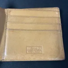 二つ折り財布 コードバン風 レザー グリーン メンズ シンプル コンパクト