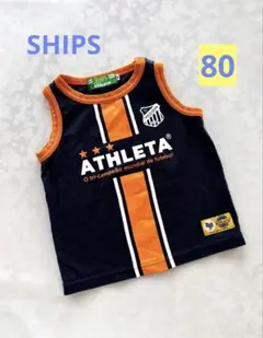 SHIPS キッズ タンクトップ ノースリーブ ネイビーオレンジ80