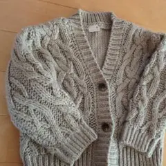 petit main ケーブル編みカーディガン グレー サイズM