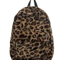 リュックサック　ヒョウ柄　フェイクファー素材